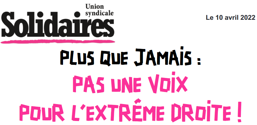 Plus que jamais : pas une voix pour l’extrême droite !
